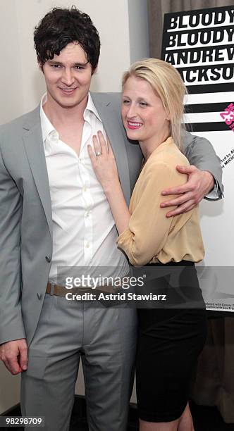Actors Benjamin Walker and Mamie Gummer attends the opening night party for "Bloody Bloody Andrew Jackson" at The Union Square Ballroom on April 6,...