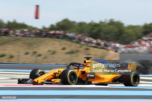 Fernando Alonso of Spain and McLaren F1 Team on track during Formula One Gran Prix de France.