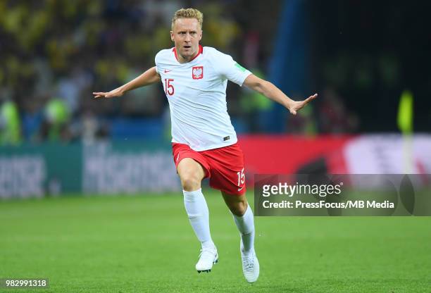 Kamil Glik of Poland reacts during the 2018 FIFA World Cup Russia group H match between Poland and Colombia at Kazan Arena on June 24, 2018 in Kazan,...