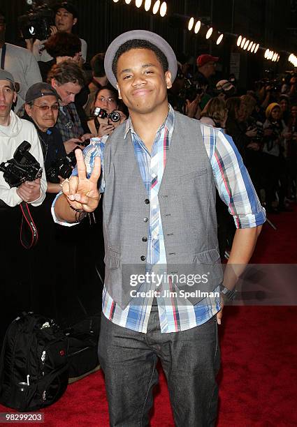 Tristan Wilds attends the premiere of "Date Night" at Ziegfeld Theatre on April 6, 2010 in New York City.