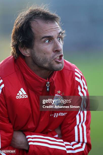 Mehmet Scholl, head coach of Bayern reacts during the 3rd League match FC Bayern Muenchen II vs FC Ingolstadt at Gruenwalder Stadion on April 6, 2010...