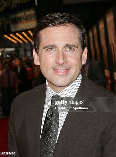 Actor Steve Carell attends the premiere of "Date Night" at Ziegfeld Theatre on April 6, 2010 in New York City.