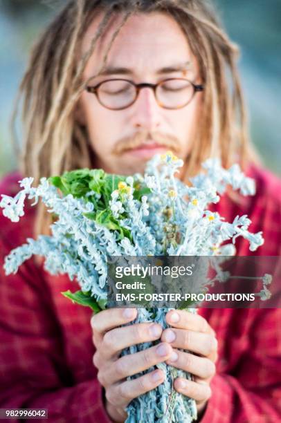 man in his twenties with long blonde dreadlocks - ems forster productions stock pictures, royalty-free photos & images