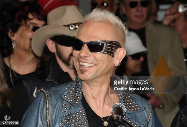Rudolf Schenker of The Scorpions is inducted into the Hollywood RockWalk on April 6, 2010 in Hollywood, California.
