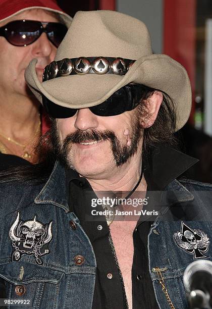 Lemmy Kilmister of Motorhead attends The Scorpions' induction into the Hollywood RockWalk on April 6, 2010 in Hollywood, California.