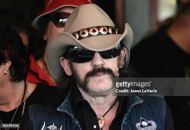 Lemmy Kilmister of Motorhead attends The Scorpions' induction into the Hollywood RockWalk on April 6, 2010 in Hollywood, California.