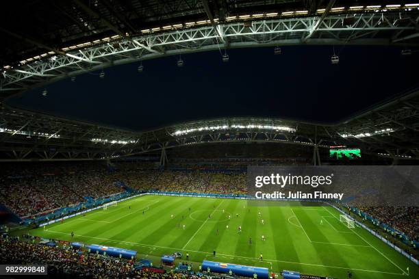 General view inside the stadium during the 2018 FIFA World Cup Russia group H match between Poland and Colombia at Kazan Arena on June 24, 2018 in...