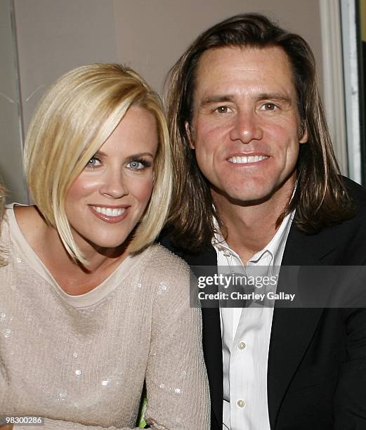 Actress Jenny McCarthy and actor Jim Carrey attend the launch party for Chip and Pepper's C7P denim line at the Sunset Tower Hotel on July 11, 2007...