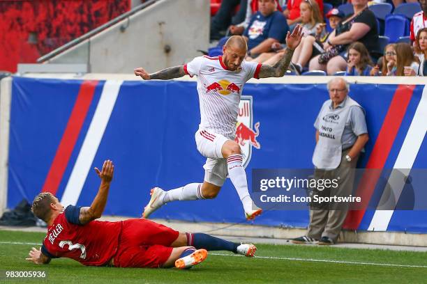 New York Red Bulls midfielder Daniel Royer during the first half of the Major League Soccer game between the New York Red Bulls and FC Dallas on June...