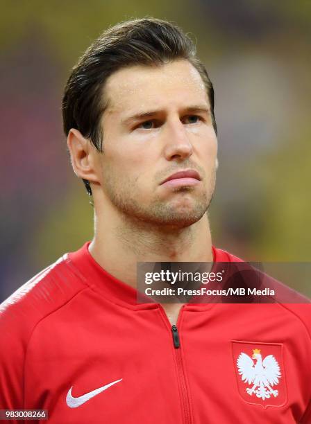 Grzegorz Krychowiak of Poland during the 2018 FIFA World Cup Russia group H match between Poland and Colombia at Kazan Arena on June 24, 2018 in...