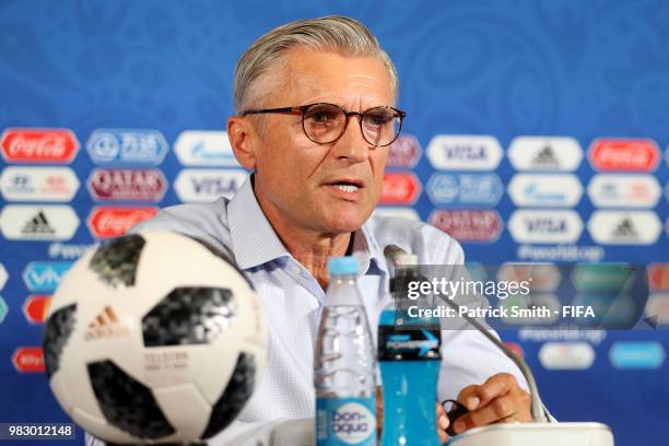 Adam Nawalka, Head coach of Poland speaks during the press conference after the 2018 FIFA World Cup Russia group H match between Poland and Colombia...