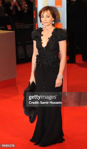 Kristin Scott Thomas arrives at the Orange British Academy Film Awards 2010 at the Royal Opera House on February 21, 2010 in London, England.