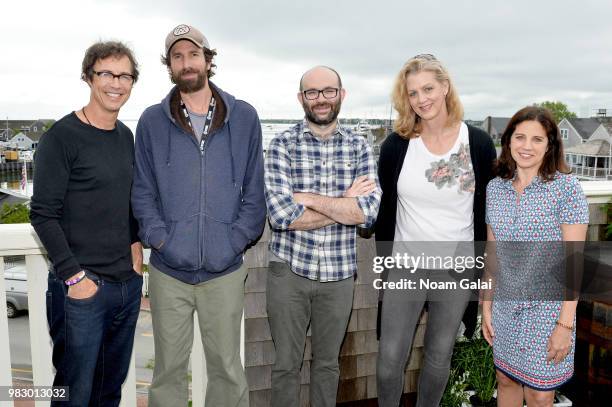 Tom Cavanagh, Dana Adam Shapiro, Robert Greene, Kimberly Reed and Lisa D'Apolito attend Morning Coffee at the 2018 Nantucket Film Festival - Day 5 on...