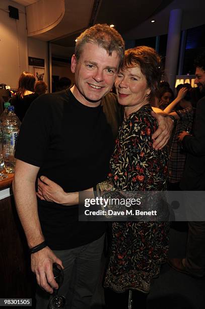 Mark Haddon and Celia Imrie attend the afterparty of Opening Night Polar Bears at the Donmar theatre on April 6, 2010 in London, England.