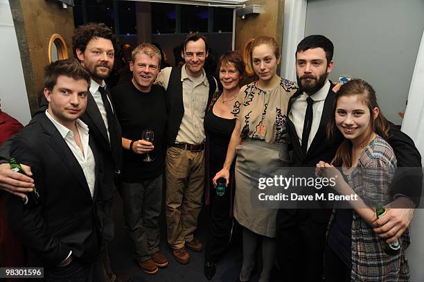 Jamie lloyd, Richard Coyle, Mark Haddon, Paul Hilton, Celia Imrie, Jodhi May, David Leon and Skye Bennett attend the afterparty of Opening Night...