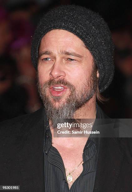 Actor Brad Pitt arrives at the 'Kick Ass' Premiere at the Empire Leicester Square on March 22, 2010 in London, England.