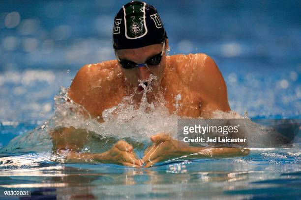 Kristopher Gilcrist competes in the Men's 200m Breaststroke at the British Gas Swimming Championships event at Ponds Forge Pool on April 3, 2010 in...