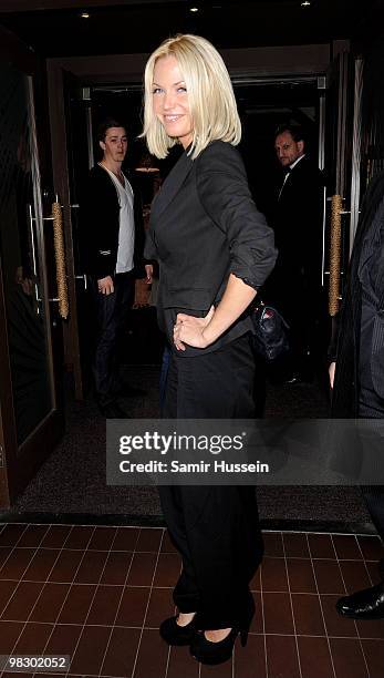 Sarah Harding of Girls Aloud arrives at Kanaloa night club on March 17, 2010 in London, England.