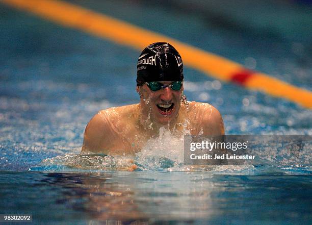 Laurent Carnol competes in the Men's 200m Breaststroke at the British Gas Swimming Championships event at Ponds Forge Pool on April 3, 2010 in...