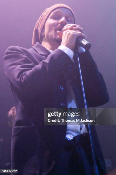 Tim Booth of James performs on stage at O2 Academy on April 6, 2010 in Newcastle upon Tyne, England.