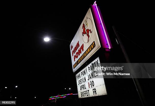 Sign advertises The Pink Pony nightclub on April 6, 2010 in Atlanta, Georgia. Joslyn James, an adult film star who said she had a three year...