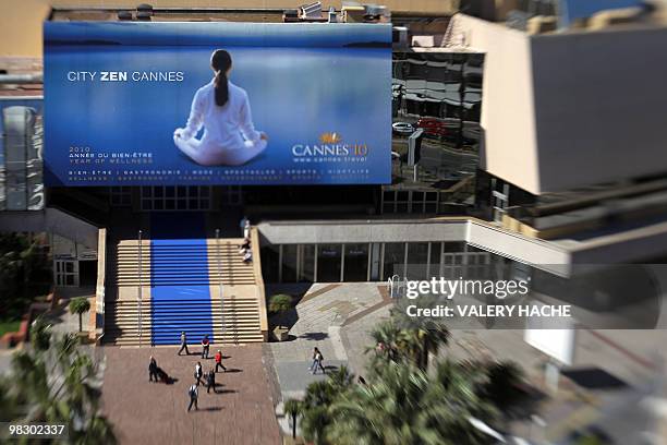 General view of the Palais des Festivals taken on April 1, 2010 in Cannes, on the French riviera. The renovation of the Palais des Festivals, which...