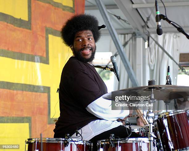 Ahmir '?uestlove' Thompson performing with The Roots at the New Orleans Jazz & Heritage Festival on May 3, 2008.