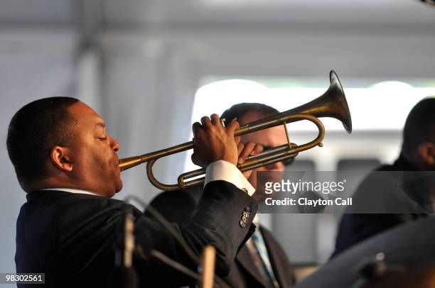 Wynton Marsalis performing with the Lincoln Center Jazz Orchestra at the New Orleans Jazz & Heritage Festival on April 25, 2009.