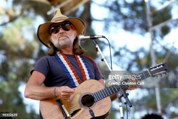 Willie Nelson perfoming at Spartan Stadium in San Jose, California in 1982.