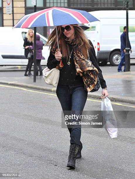 Fearne Cotton is sighted leaving BBC Radio One on April 7, 2010 in London, England.
