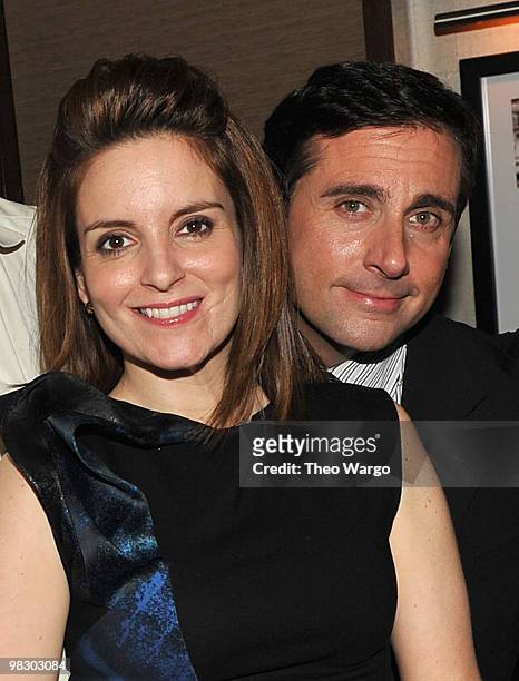 Tina Fey and Steve Carell attend the after party for the premiere of "Date Night" at Aureole on April 6, 2010 in New York City.