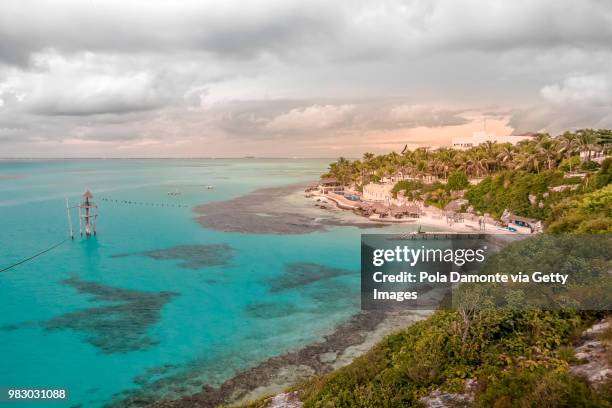 idyllic beach at isla mujeres in caribbean mexico - pola damonte bildbanksfoton och bilder