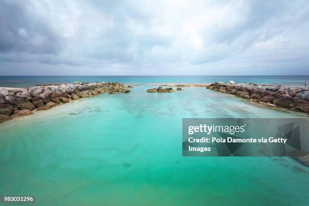 bahamas tropical beach scenery at nassau, caribbean. - pola damonte stockfoto's en -beelden