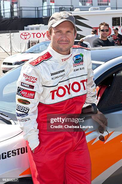 Actor Christian Slater attends the Toyota Pro Celebrity Race press day on April 6, 2010 in Long Beach, California.