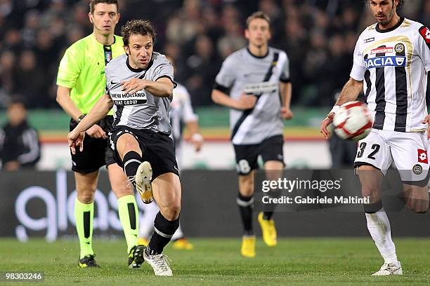 Alessandro Del Piero of Juventus FC in action during the Serie A match between Udinese Calcio and Juventus FC at Stadio Friuli on April 3, 2010 in...