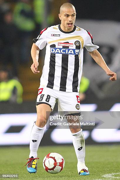 Gokhan Inler of Udinese Calcio in action during the Serie A match between Udinese Calcio and Juventus FC at Stadio Friuli on April 3, 2010 in Udine,...