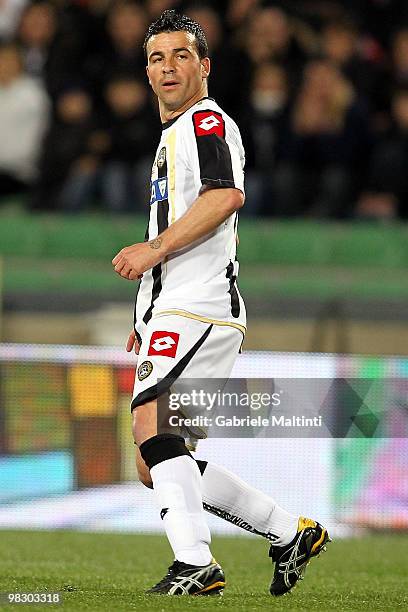 Antonio Di Natale of Udinese Calcio in action during the Serie A match between Udinese Calcio and Juventus FC at Stadio Friuli on April 3, 2010 in...