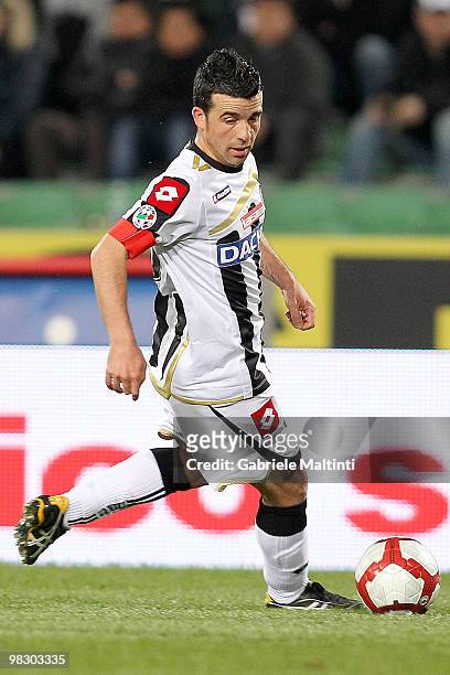 Antonio Di Natale of Udinese Calcio in action during the Serie A match between Udinese Calcio and Juventus FC at Stadio Friuli on April 3, 2010 in...