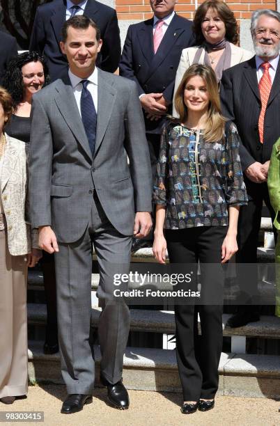 Prince Felipe of Spain and Princess Letizia of Spain attend several audiences at Zarzuela Palace on April 7, 2010 in Madrid, Spain.