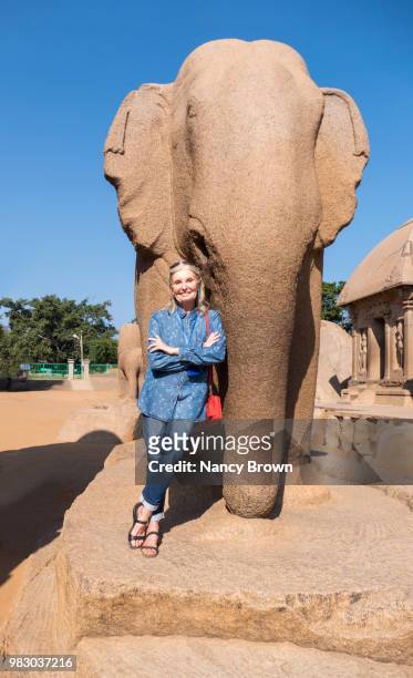 tourist in the mahabalipuram site in india. - circa 7th century stock pictures, royalty-free photos & images