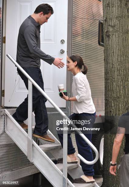 Channing Tatum and Katie Holmes seen on location for "Son of No One" on April 6, 2010 in the borough of Queens in New York City.