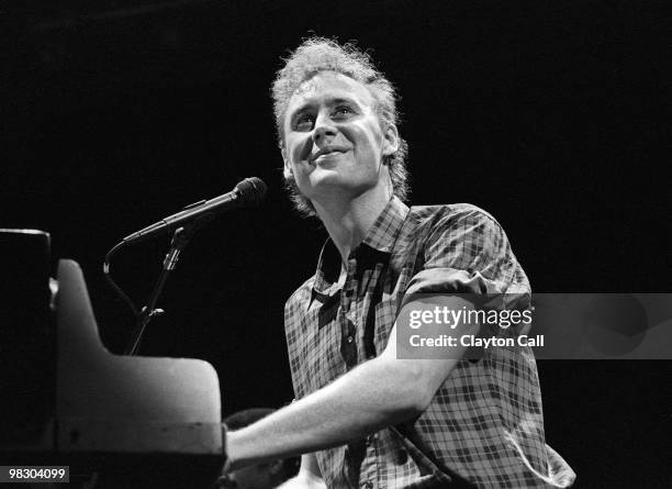 Bruce Hornsby playing piano at the Oakland Coliseum on December 07 1986