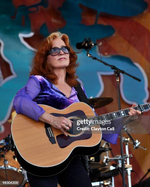 Bonnie Raitt performing at the New Orleans Jazz & Heritage Festival on May 01 2009