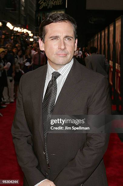 Actor Steve Carell attends the premiere of "Date Night" at Ziegfeld Theatre on April 6, 2010 in New York City.