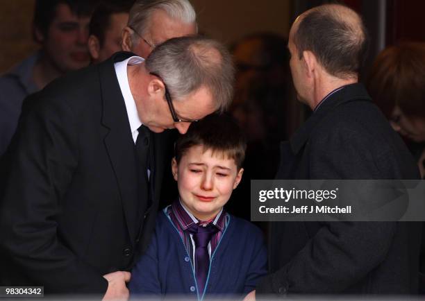 Fraser the younger brother of Natasha Paton attends a memorial service at St Nicholas Church for his sister on April 7, 2010 in Lanark, Scotland. The...