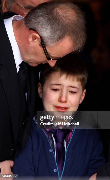 Fraser the younger brother of Natasha Paton attends a memorial service at St Nicholas Church for his sister on April 7, 2010 in Lanark, Scotland. The...