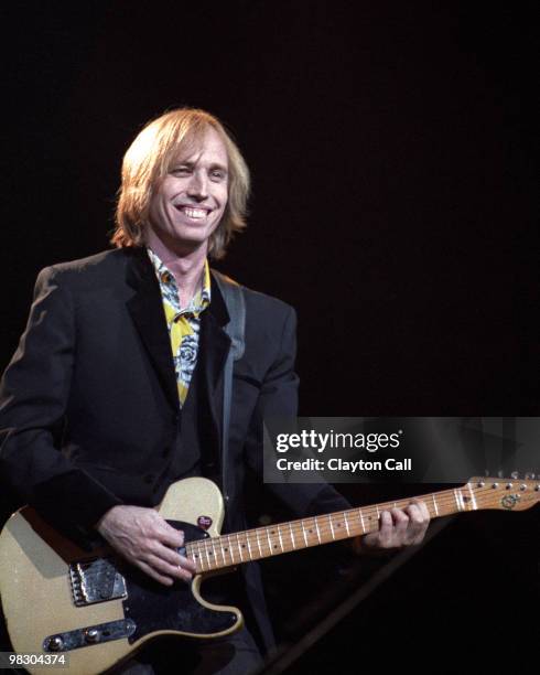 Tom Petty & The Heartbreakers performing at the Oakland Coliseum on March 6, 1990. He plays a Fender Telecaster guitar.