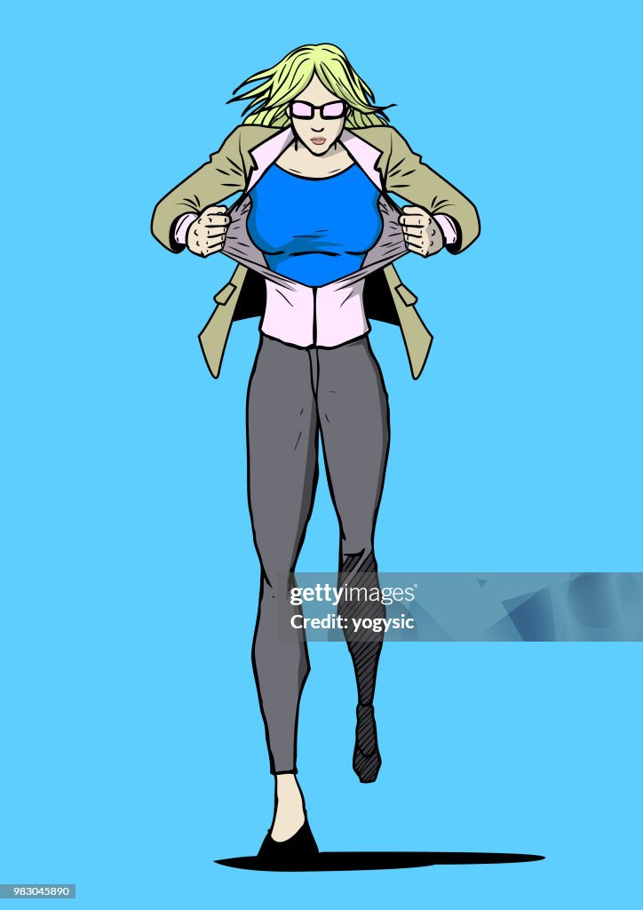 Vector Comic Book Girl Transforms into Superhero