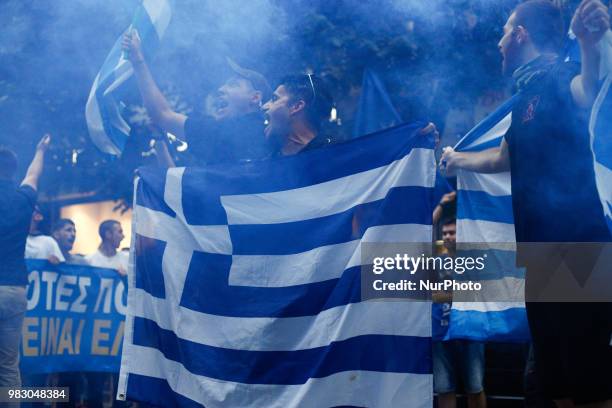 People are demonstrating at Thessaloniki protesting against the aggreement between the Greek and FYROM's goverments about the rename of the FYROM to...