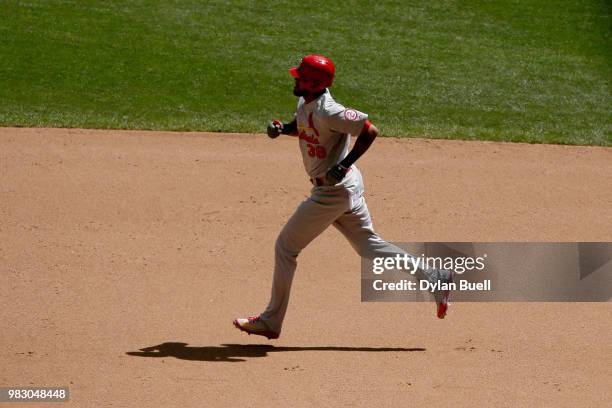 Jose Martinez of the St. Louis Cardinals rounds the bases after hitting a home run in the fourth inning against the Milwaukee Brewers at Miller Park...